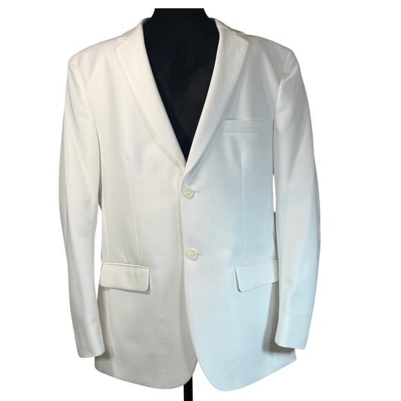 Cintas Men’s White Blazer Jacket Size 44 Long 2 Button Polyester Lined Dual Vent - Picture 1 of 9